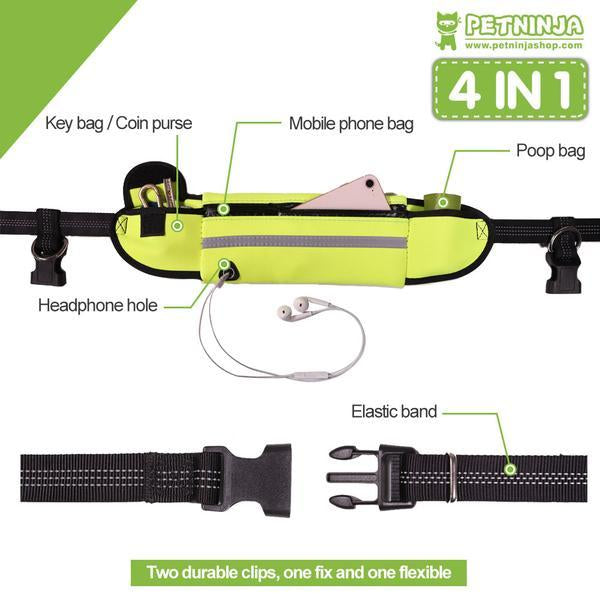 Laisse réglable de Course Mains-Libres pour Chien/ Promener un ou deux chiens en même temps/ Un sac poubelle gratuit