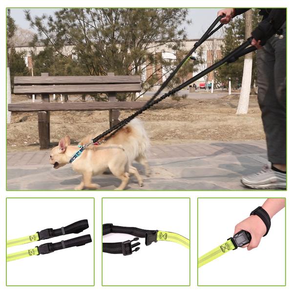 Laisse réglable de Course Mains-Libres pour Chien/ Promener un ou deux chiens en même temps/ Un sac poubelle gratuit