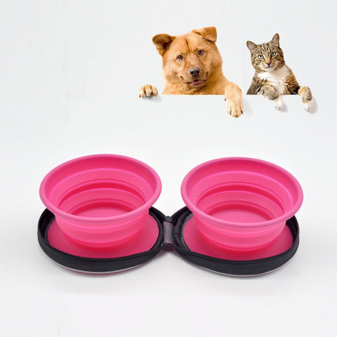 Premium Gamelle Duo de Voyage Pliable en Silicone pour Animaux